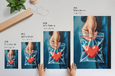 Poster Sterk contrast tussen rood en blauw, moderne stijl