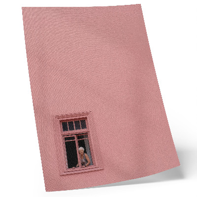Decoratieve poster Roze muur met één raamfiguur