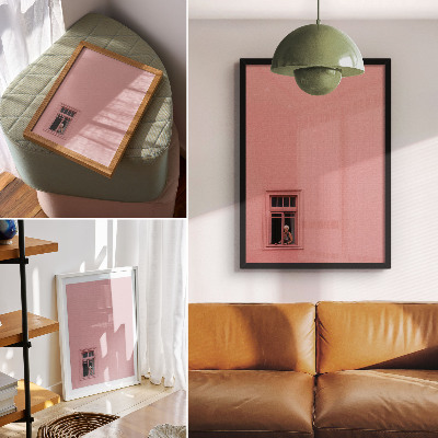 Decoratieve poster Roze muur met één raamfiguur