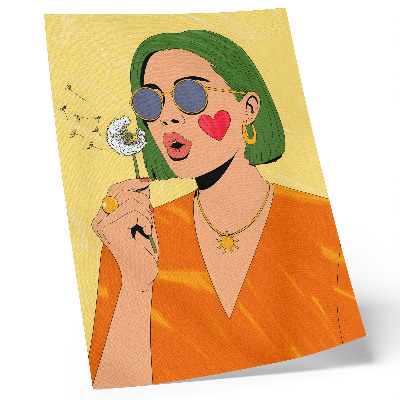 Wandposter Popart-illustratie met groen haar
