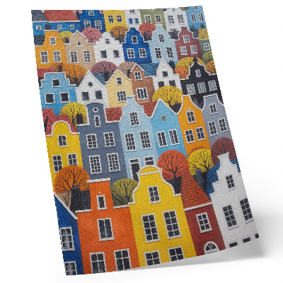 Wandposter Kleurrijke huizenblokken in verschillende vormen en kleuren, in harmonie met elkaar.