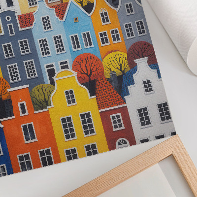Wandposter Kleurrijke huizenblokken in verschillende vormen en kleuren, in harmonie met elkaar.