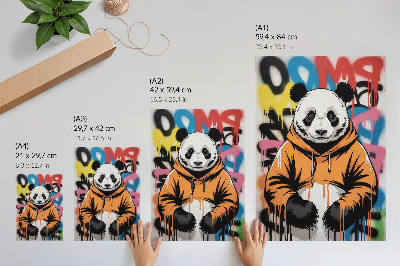 Poster Panda in een sweatshirt met graffiti, streetstyle