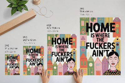 Decoratieve poster Kleurrijke geometrische huizen kijken naar gesloten ogen.