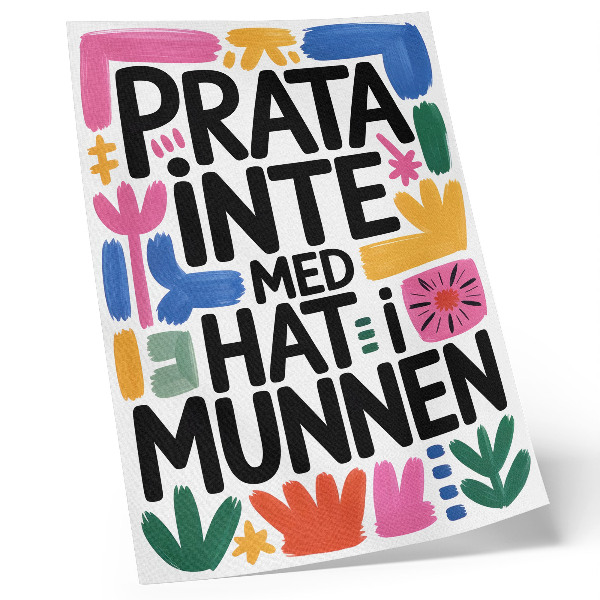 Poster Zwarte letters met kleurrijke strepen in moderne stijl