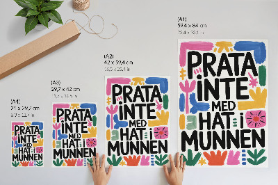Poster Zwarte letters met kleurrijke strepen in moderne stijl