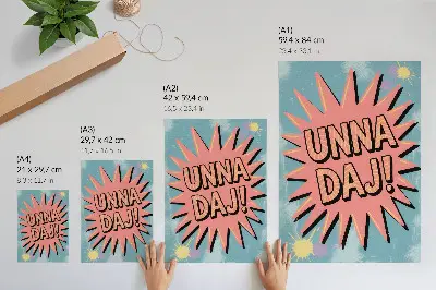 Decoratieve poster met dynamische kleuren en contrasterende letters