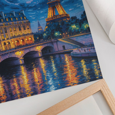 Wandposter Parijs 's nachts, volle maan, Eiffeltoren
