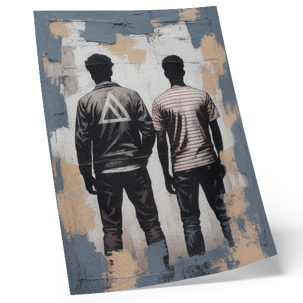 Poster Twee jongeren in een moderne stijl.