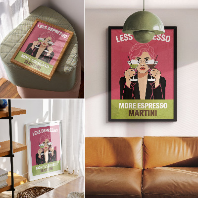 Decoratieve poster Popart met contrasterende kleuren en een dynamische stijl.