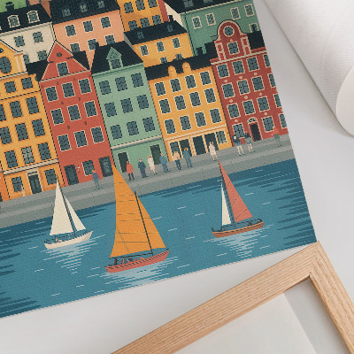 Decoratieve poster Huurkazernes, ballonnen, zeilboten, een kleurrijke sfeer