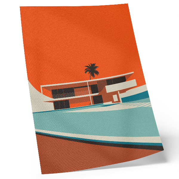 Wandposter Villa Oranje Hemel Minimalistische Compositie