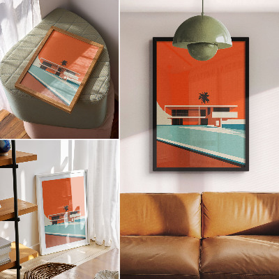 Wandposter Villa Oranje Hemel Minimalistische Compositie