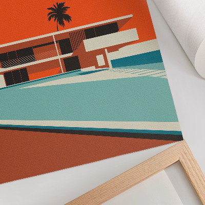 Wandposter Villa Oranje Hemel Minimalistische Compositie