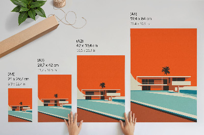 Wandposter Villa Oranje Hemel Minimalistische Compositie
