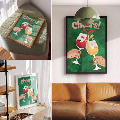 Wandposter Kleurrijke bril met groene achtergrond in dynamische stijl