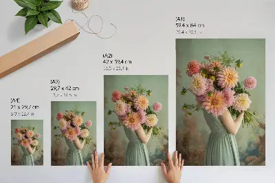 Decoratieve poster met pastelkleurige bloemen in natuurlijke boho-stijl