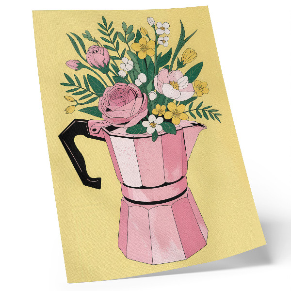 Poster Moderne illustratie met een roze koffiepot.