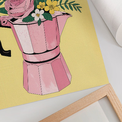 Poster Moderne illustratie met een roze koffiepot.