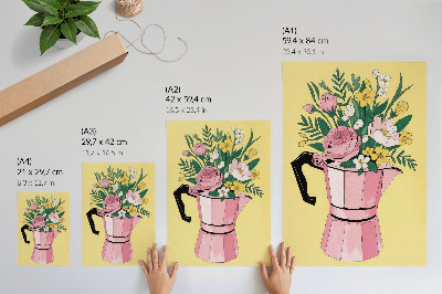 Poster Moderne illustratie met een roze koffiepot.