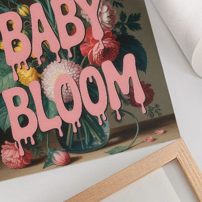 Decoratieve poster Bloemen in roze met de tekst 'positieve energie'