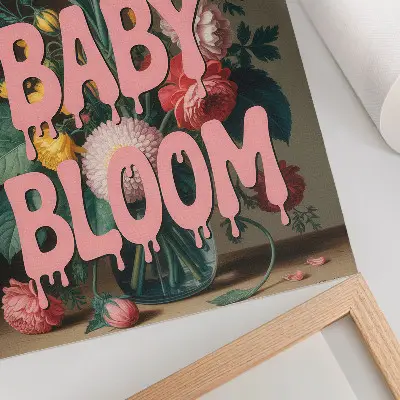 Decoratieve poster met bloemen in roze en de tekst 'positieve energie'