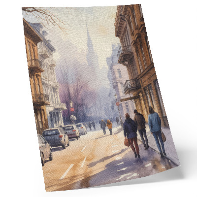Wandposter Stadsstraat, winter, bomen, vredige sfeer