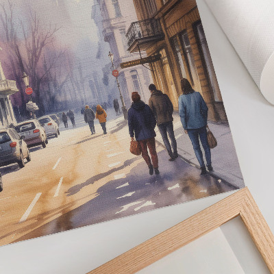 Wandposter Stadsstraat, winter, bomen, vredige sfeer