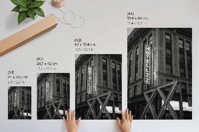 Decoratieve poster Zwart-witte architectuur met neonverlichting in het hotel.
