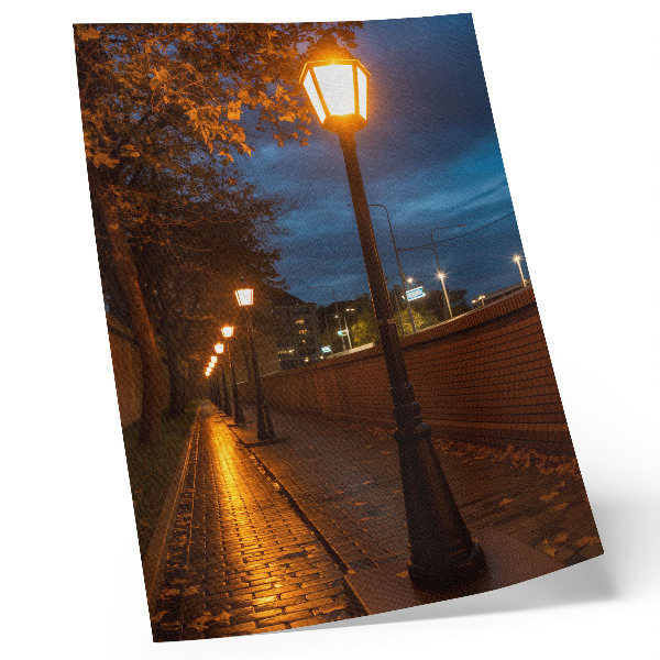 Wandposter Nachtelijke steeglampen met een warme gloed, vredige sfeer