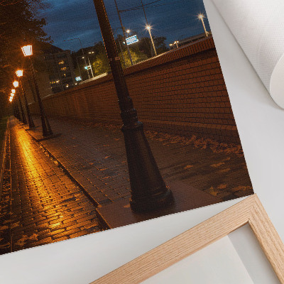 Wandposter Nachtelijke steeglampen met een warme gloed, vredige sfeer