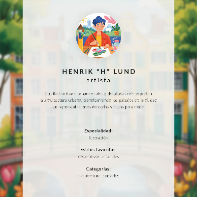 Wandposter Architectuur, café, planten, pastelkleuren