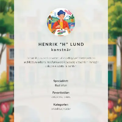 Poster kleurrijke huizen en bloemen in een idyllische sfeer