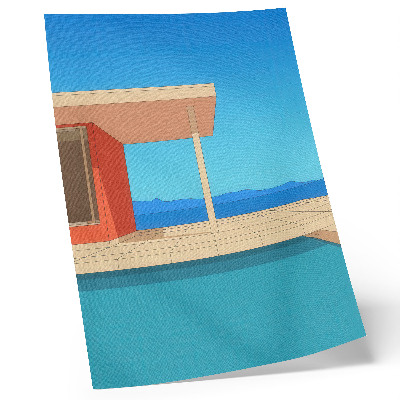 Decoratieve poster Feloranje gebouw met uitzicht op een blauw gebouw