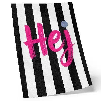 Decoratieve poster met zwart-witte strepen en roze letters