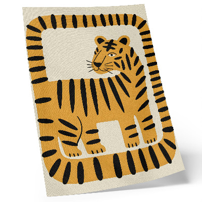 Wandposter Tijger in een grafische stijl met intense kleuren.
