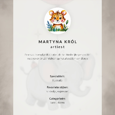 Wandposter Tijger in een grafische stijl met intense kleuren.