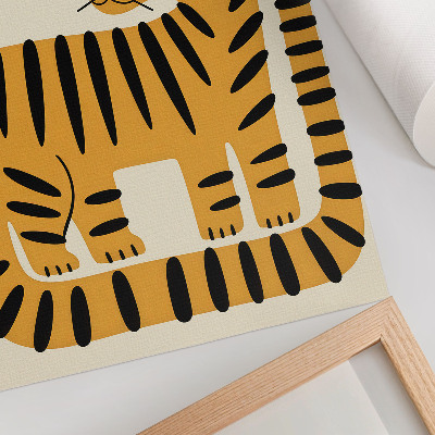 Wandposter Tijger in een grafische stijl met intense kleuren.