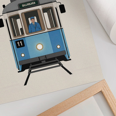 Decoratieve poster Retro tram in minimalistische stijl