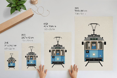 Decoratieve poster Retro tram in minimalistische stijl