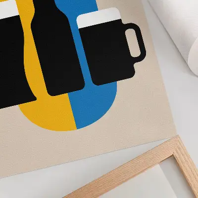Wandposter met contrasterende kleuren en geometrische vormen