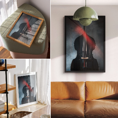 Decoratieve poster Donkere achtergrond, rode accenten, contrast