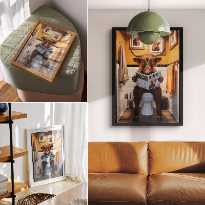 Wandposter Oranje muren buffel op toilet magazine