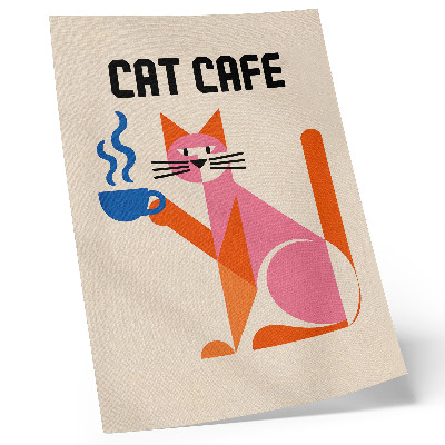 Poster Creatief retro koffiekatmotief