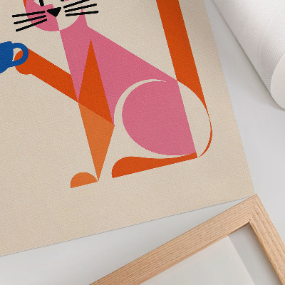Poster Creatief retro koffiekatmotief