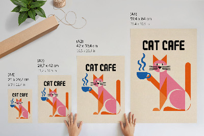 Poster Creatief retro koffiekatmotief