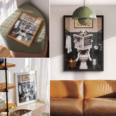 Decoratieve poster Dalmatiër die de krant leest, kleurrijke popart