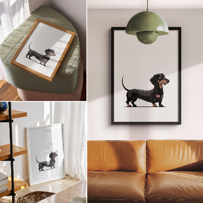 Poster Zwart-wit motief met een tekening van een hond.