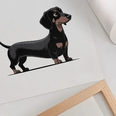 Poster zwart-wit illustratie van een hond