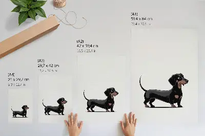 Poster zwart-wit illustratie van een hond